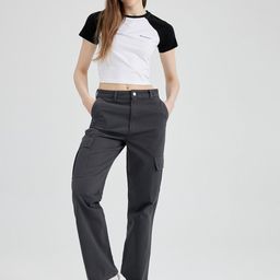 DeFacto Women Straight Fit Pure Cotton Cargos Trousers-image-55