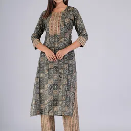 Bachuu Ethnic Motifs Printed Thread & Mirror Work Chanderi Silk Kurta with Trousers-53