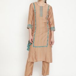 Be Indi Women Ethnic Motifs Printed Straight Kurta Set with Trouser-image-59