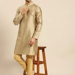 Amodh by Kisah Men Golden Embroidered Kurta with Trousers-image-52