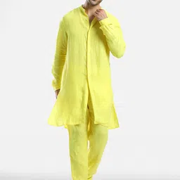 Komal Kothari Mandarin Collar Linen Kurta with Trousers-image-32