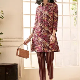 Anouk Women Printed Panelled Kurta with Trousers-picture-30