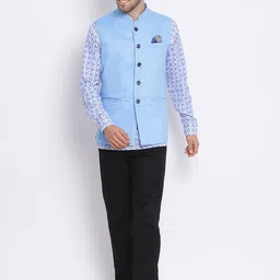 hangup plus Men Printed Kurta with Trousers & Nehru Jacket Set-6