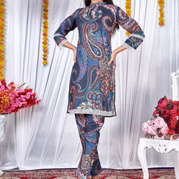 PRENEA Paisley Printed Mandarin Collar Kurta With Trousers-image-8