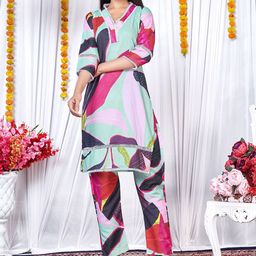 PRENEA Abstract Printed Kurta With Trousers-4