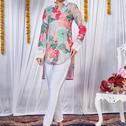 PRENEA Women Floral Printed Kurta With Trousers-image-9