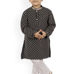 BAESD Boys Floral Embroidered Straight Kurta with Trousers-77