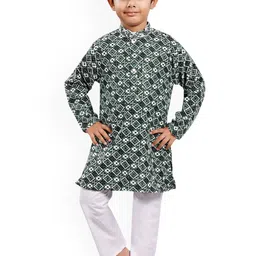 BAESD Boys Geometric Printed Mandarin Collar Straight Kurta with Pyjamas-17