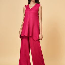 YU by Pantaloons Self Design Tunic With Palazzos-picture-1