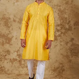 BLUESAANCHI Ethnic Motifs Woven Design Mandarin Collar Straight Kurta With Trousers-picture-15
