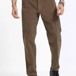 Italian Colony Men Tailored Tapered Fit Corduroy Trousers-image-58