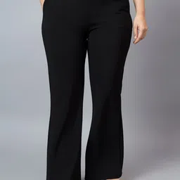 BAESD Women Smart Flared High-Rise Wrinkle Free Plus size Trousers-image-20