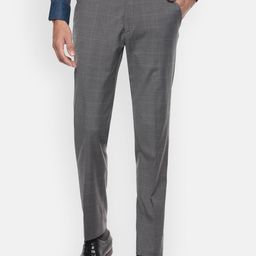 Luxure by Louis Philippe Men Grey Checked Slim Fit Trousers-picture-42