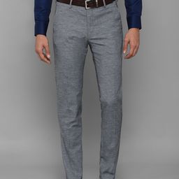 Louis Philippe Men Grey Textured Slim Fit Trousers-image-68