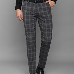Louis Philippe Men Grey Checked Slim Fit Trousers-image-69