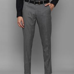 Louis Philippe Men Grey Checked Slim Fit Trousers-image-14
