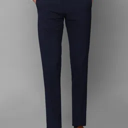 Louis Philippe Men Navy Blue Slim Fit Trousers-picture-9