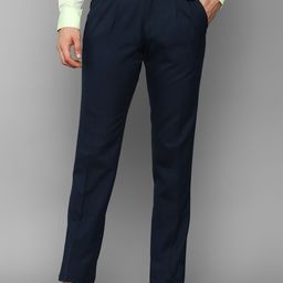 Louis Philippe Men Navy Blue Pleated Trousers-image-130