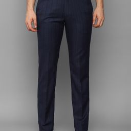 Luxure by Louis Philippe Men Navy Blue Checked Slim Fit Trousers-image-101