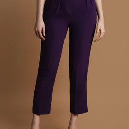 Allen Solly Woman Women Purple Pleated Trousers-image-72