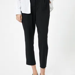 Koton Women High-Rise Pleated Cropped Peg Trouser-image-17