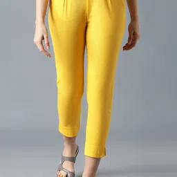 AURELIA Women Yellow High-Rise Pleated Trousers-image-89