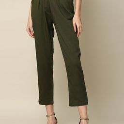 Saltpetre Women Classic Tapered Fit Pleated Cropped Trousers-image-47