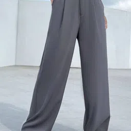 Next One Smart Loose Fit High-Rise Easy Wash Pleated Trousers-image-41