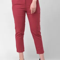 Woodland Women Red Tapered Fit Trousers-image-4