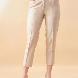 PowerSutra Women Beige Tailored Tapered Fit Trousers-image-95