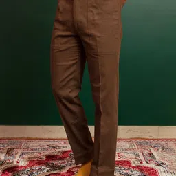 ARTLESS Men Tailored Tapered Fit Cotton Twill Trousers-image-28