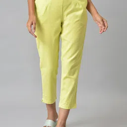 AURELIA Women Yellow Cigarette Trousers-image-36