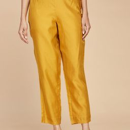 Fabindia Women Mid Rise Plain Cotton Silk Cropped Trousers-image-19