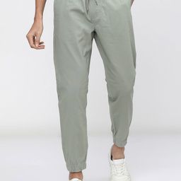 HIGHLANDER Men Green Slim Fit Joggers Trousers-image-12