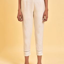 W Women White Slim Fit  Cigarette Trousers-picture-36