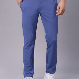 ONEMILE Men Blue Smart Slim Fit Trousers-image-62