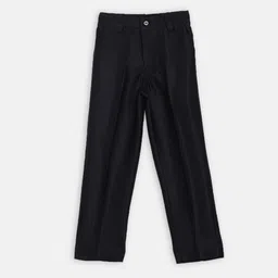 Blue Giraffe Boys Navy Blue Slim Fit Solid Regular Trousers-image-125