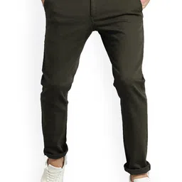AD & AV Men Green Classic Easy Wash Chinos Trousers-image-9
