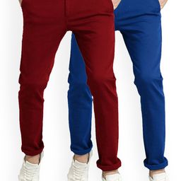 AD & AV Men Multicoloured Classic Easy Wash Chinos Trousers-image-55