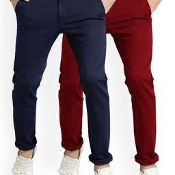 AD & AV Men Multicoloured Classic Easy Wash Chinos Trousers-image-67