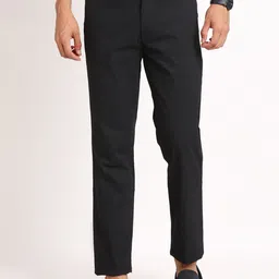 Turtle Men Mid-Rise Textured Smart Skinny Fit Cotton Chinos Trousers-image-64