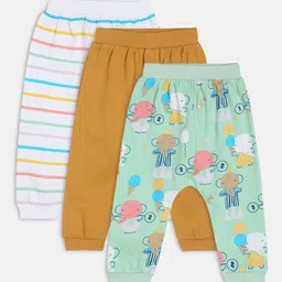 MINI KLUB Infant Boys Pack Of 3 Printed Pure Cotton Joggers-image-94
