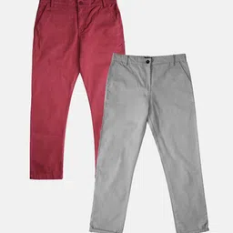 KiddoPanti Boys Pack Of 2 Pure Cotton Chinos Trousers-53