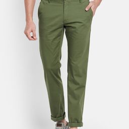 Octave Men Olive Green Chinos Trousers-image-75