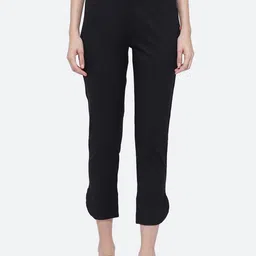 Biba Women Black Solid Slim Fit Trousers-image-34