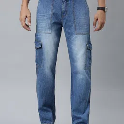 CINOCCI Men Faded Relaxed Straight Fit Mid-Rise Regular Trousers-picture-9