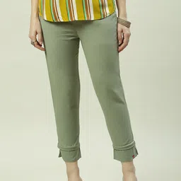 Biba Women Mid-Rise Relaxed Straight Leg Cropped Cotton Ethnic Trousers-picture-18