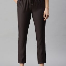 De Moza Women Grey Solid Trousers-image-60
