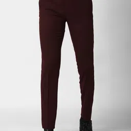 Peter England Elite Men Maroon Slim Fit Trousers-image-71