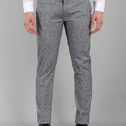 Majestic Man Smart Self Design Mid Rise Plain Slim Fit Formal Trousers-image-100